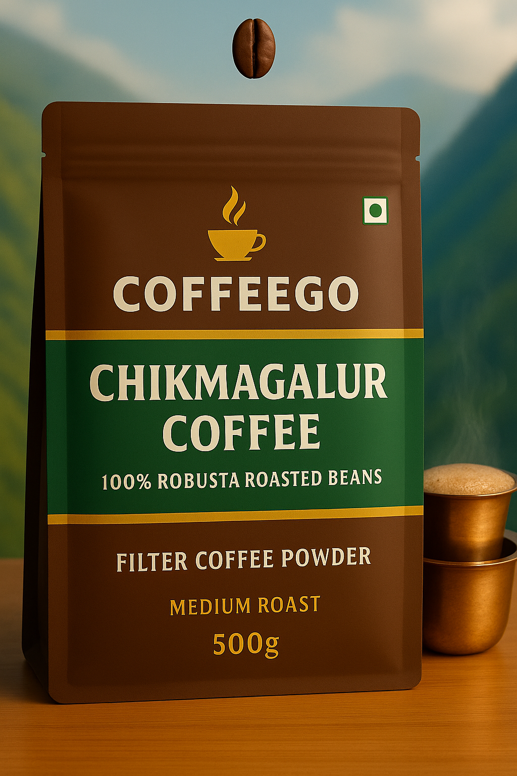🌱 100% Pure Robusta Beans – No chicory, no blends, just pure coffee.

☕ Medium Roast – Balanced flavor with bold strength and smooth finish.

🏞️ Estate-Grown in Chikmagalur – Premium quality from India’s coffee heartland.

💯 Authentic Filter Coffee Powder – Ideal for South Indian filter brewing, moka pot, French press, or espresso machines.

Ingredients

100% Robusta Roasted Coffee Beans (Powdered).