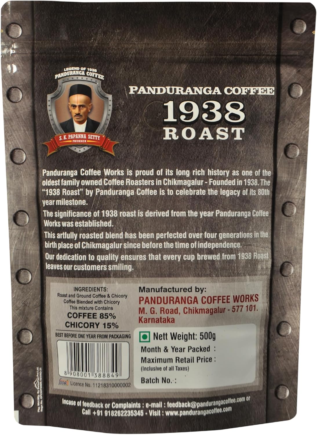 1938 ROAST (Premium Filter Coffee ), Panduranga Coffee Chikmagalur