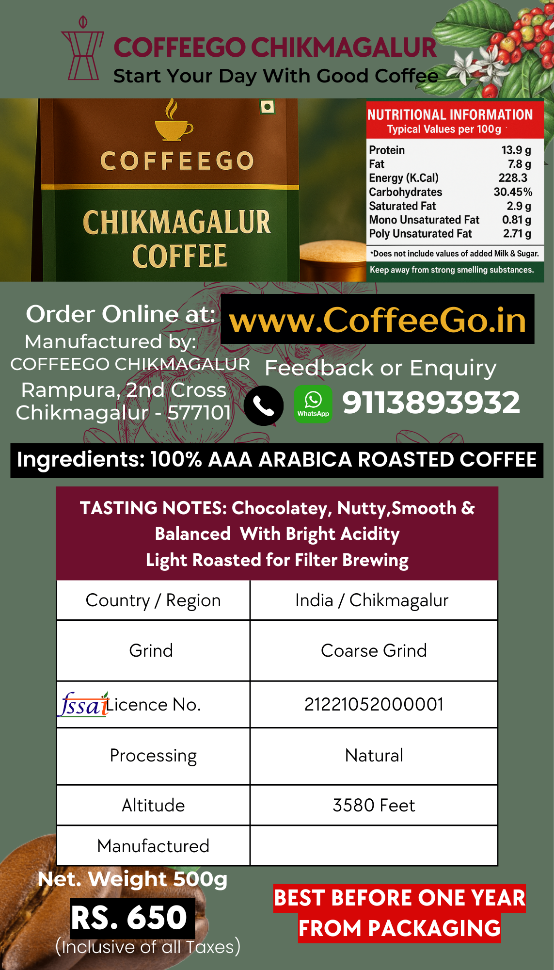 Black Coffee (AAA Arabica Beans ) Powder