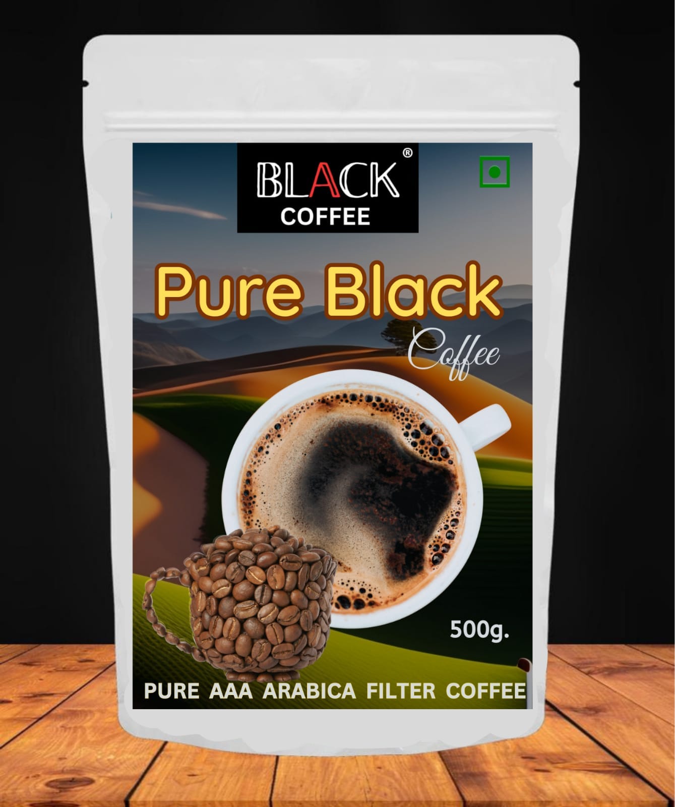 Pure Black Coffee, Premium AAA Arabica Beans Coffee, Black Coffee Roasters