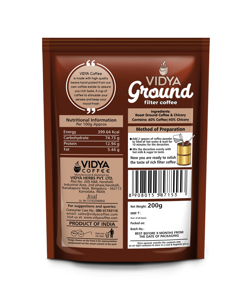 Strong, Vidya Filter Coffee 1kg (200g ×5 Packs)