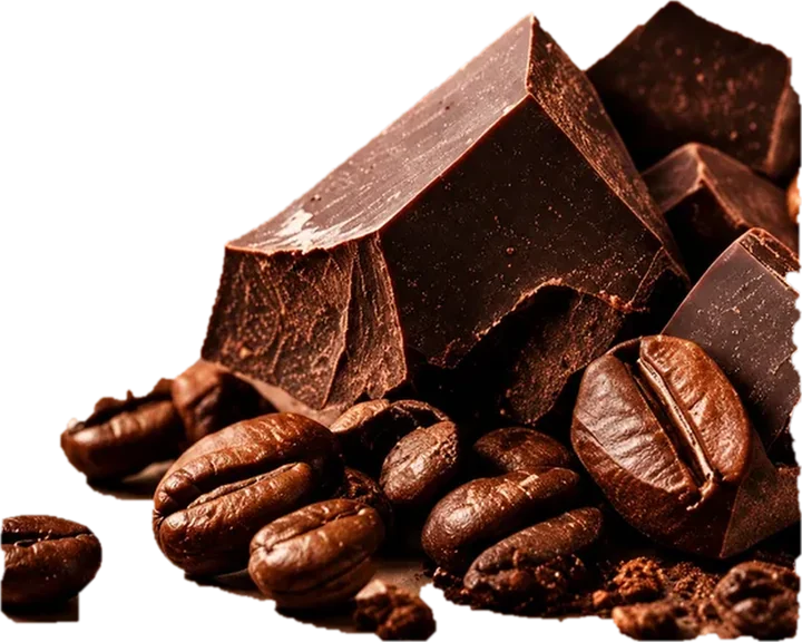 Dark chocolate and coffee beans