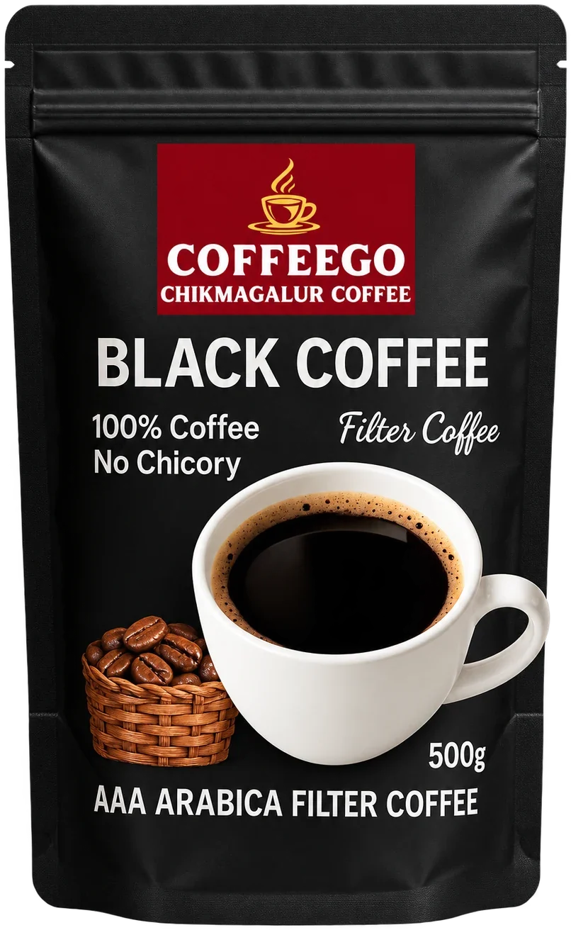 CoffeeGo Black Coffee, 500 g pouch of AAA Arabica filter coffee, 100% Arabica coffee