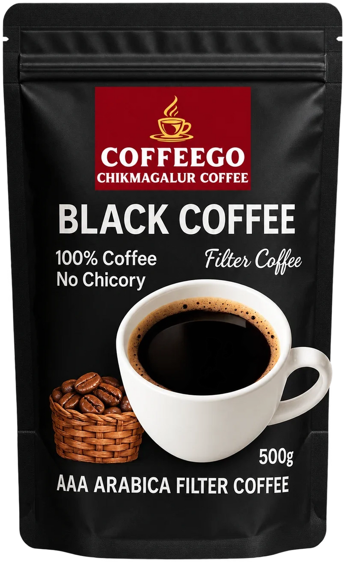 CoffeeGo Black Coffee, 500 g pouch of AAA Arabica filter coffee