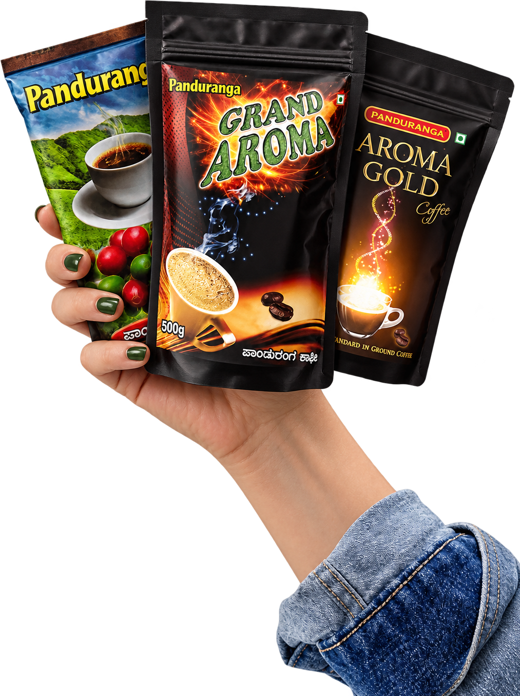 A hand holding the coffee