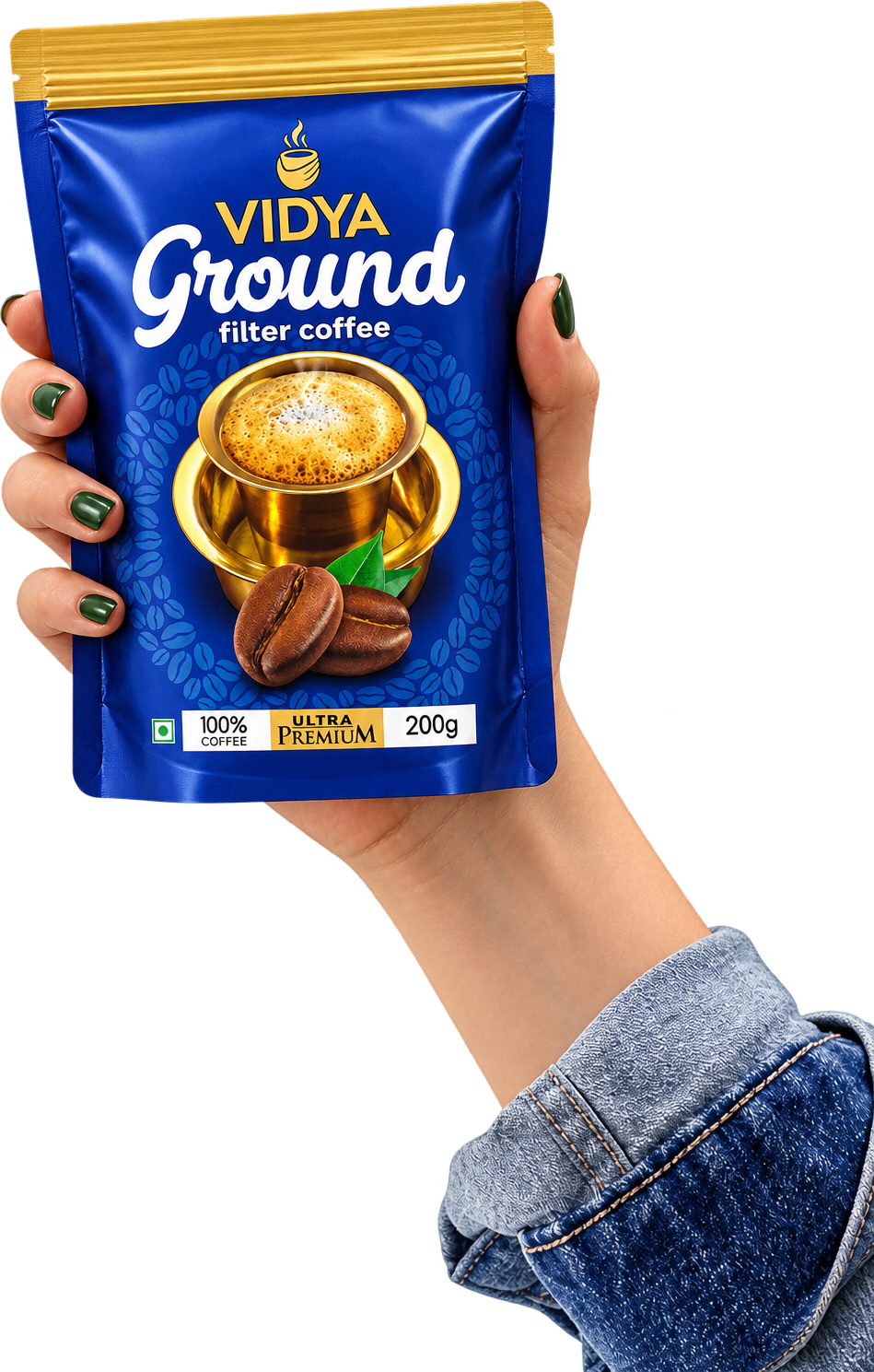 A hand holding the coffee